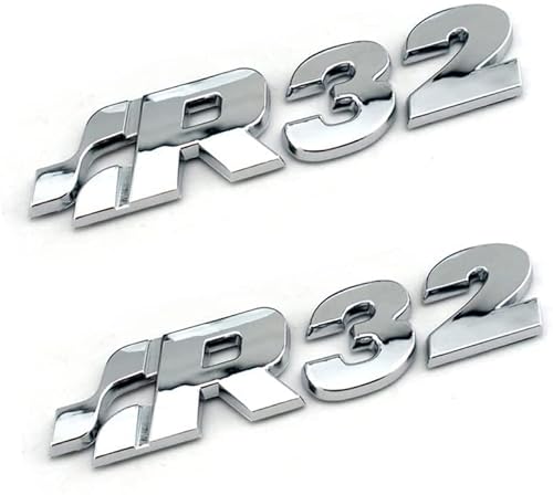 Yuzhao Aufkleber für Golf 3, 4, 5, 6, 7, MK4, MK5, Heckkofferraum, R32-Logo, Silber, 10 x 2,2 cm, 2 Stück von Genetics