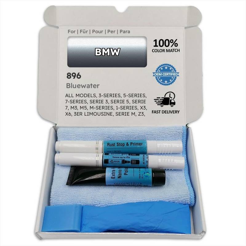 Genuine Colors Lackstift Bluewater 896 für BMW Blau 3-Series 5-Series 7-Series Serie 3 5 7 M3 M5 M-Series 1-Series X3 X6 3ER Limousine M Z3 1 X1 Cabrio von Genuine Colors