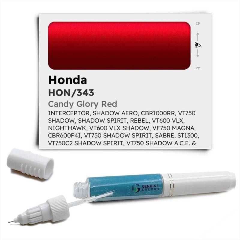 Genuine Colors Lackstift CANDY GLORY RED HON/343 Kompatibel/Ersatz für Honda Rot von Genuine Colors