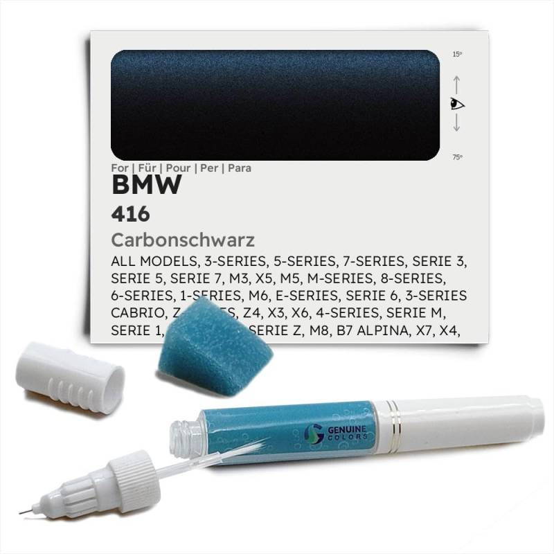 Genuine Colors Lackstift CARBONSCHWARZ 416 für BMW Schwarz 3-SERIES 5-SERIES 7-SERIES SERIE 3 5 7 M3 X5 M5 M-SERIES 8-SERIES 6-SERIES 1-SERIES M6 E-SERIES 6 CABRIO Z-SERIES Z4 X3 X6 4-SERIES M 1 ALPIN von Genuine Colors