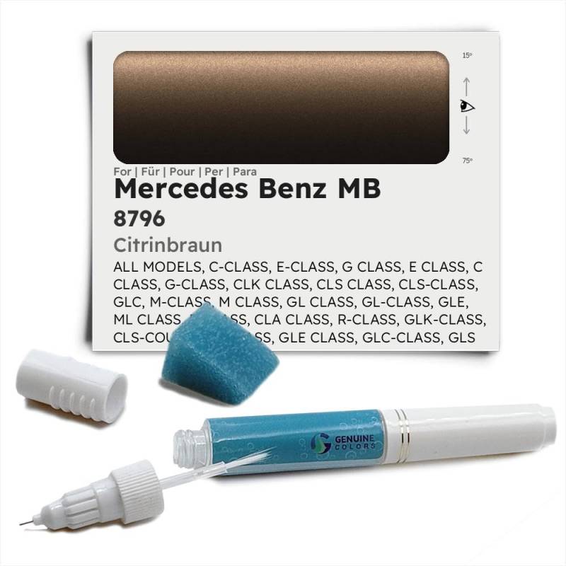 Genuine Colors Lackstift CITRINBRAUN 8796 für Mercedes Benz MB Braun C-CLASS E-CLASS G CLASS E C G-CLASS CLK CLS CLS-CLASS GLC M-CLASS M GL GL-CLASS GLE ML R CLA R-CLASS GLK-CLASS CLS-COUPE ML-CLASS G von Genuine Colors
