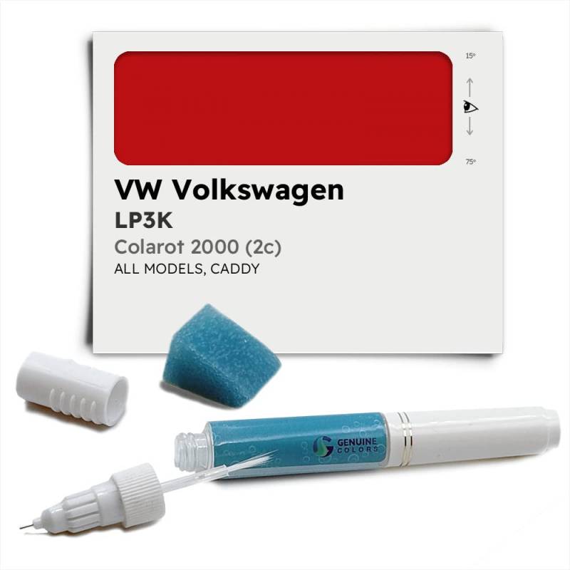 Genuine Colors Lackstift COLAROT 2000 (2C) LP3K Kompatibel/Ersatz für VW Volkswagen Rot von Genuine Colors