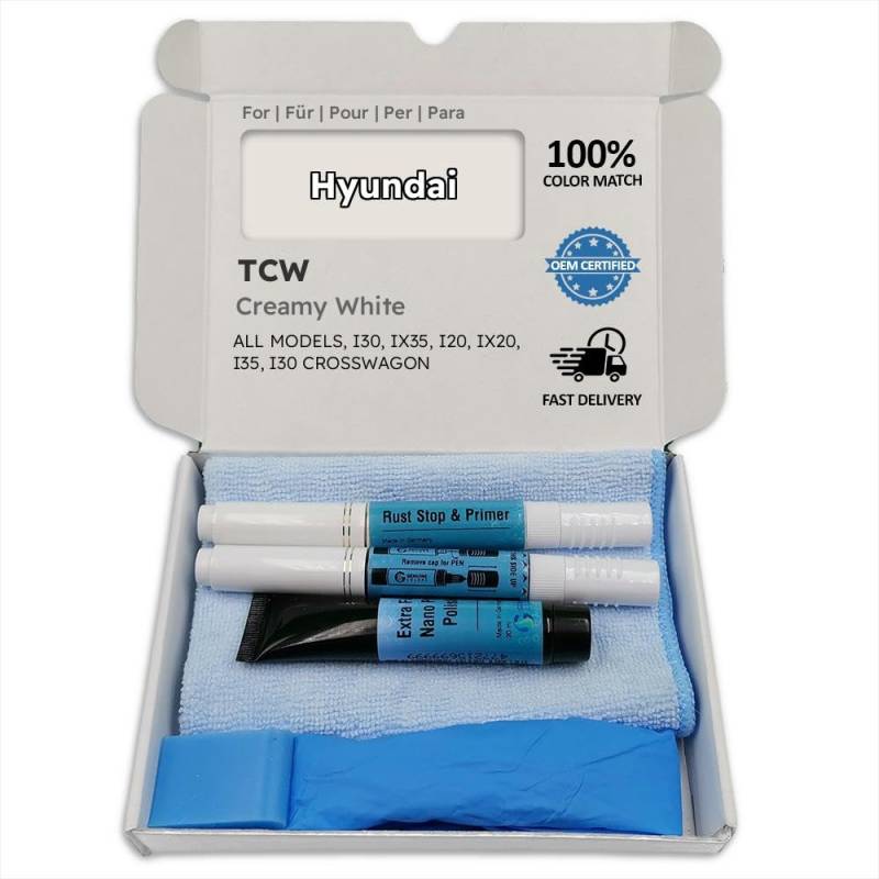 Genuine Colors Lackstift CREAMY WHITE TCW für Hyundai Weiß I30 IX35 I20 IX20 I35 CROSSWAGON von Genuine Colors