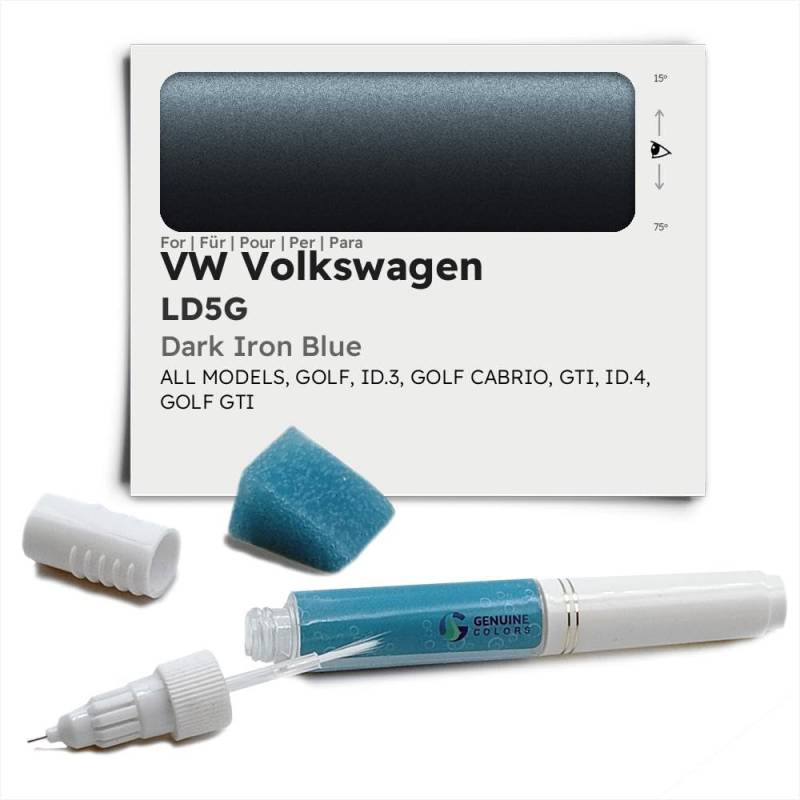Genuine Colors Lackstift Dark Iron Blue LD5G für VW Volkswagen Blau Golf ID.3 Cabrio GTI ID.4 von Genuine Colors