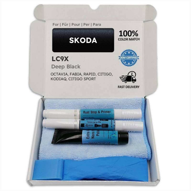 Genuine Colors Lackstift DEEP Black LC9X für Skoda Schwarz Octavia Fabia Rapid CITIGO KODIAQ Sport von Genuine Colors