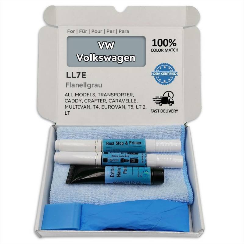 Genuine Colors Lackstift FLANELLGRAU LL7E für VW Volkswagen Grau Transporter Caddy Crafter CARAVELLE MULTIVAN T4 Eurovan T5 LT 2 von Genuine Colors