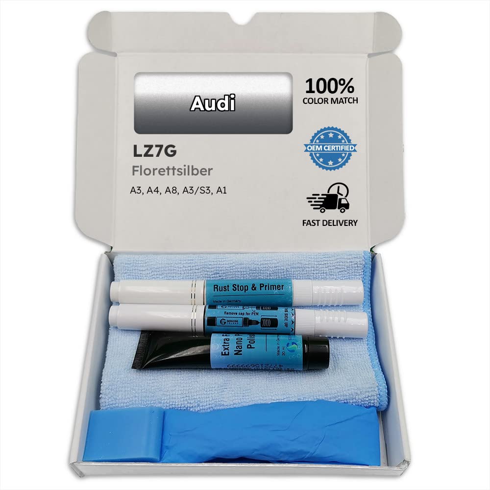 Genuine Colors Lackstift FLORETTSILBER LZ7G Kompatibel/Ersatz für Audi Silber von Genuine Colors