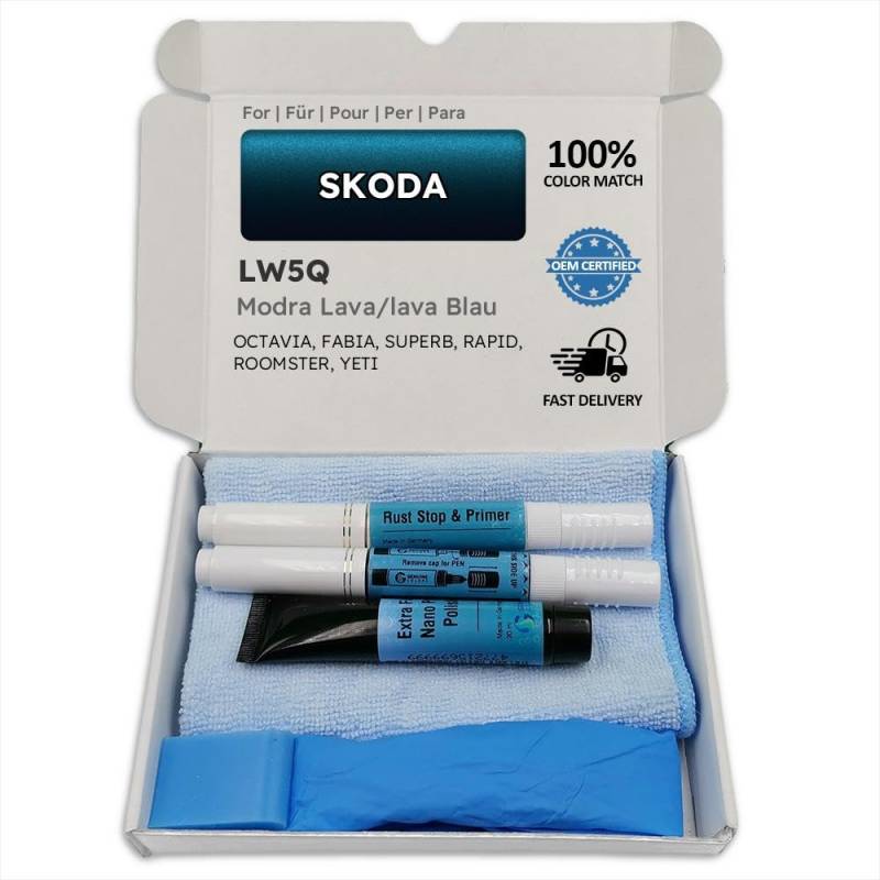 Genuine Colors Lackstift MODRA LAVA BLAU LW5Q für SKODA OCTAVIA FABIA SUPERB RAPID ROOMSTER YETI von Genuine Colors
