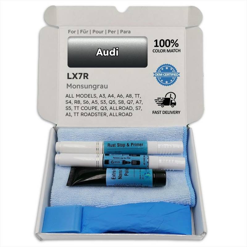 Genuine Colors Lackstift MONSUNGRAU LX7R für Audi Grau A3 A4 A6 A8 TT S4 R8 S6 A5 S3 Q5 S8 Q7 A7 S5 Coupe Q3 ALLROAD S7 A1 Roadster Quattro Cabrio SPORTBACK SQ5 RS7 Q2 RS5 RS3 RS TTS von Genuine Colors