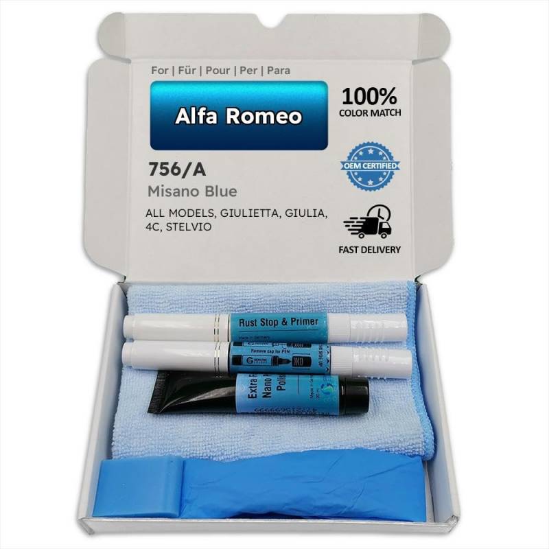 Genuine Colors Lackstift MISANO BLUE 756 A für Alfa Romeo Blau GIULIETTA GIULIA 4C STELVIO von Genuine Colors