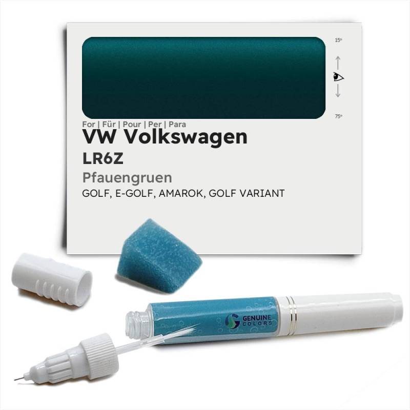 Genuine Colors Lackstift PFAUENGRUEN LR6Z für VW Volkswagen Grün GOLF E-GOLF AMAROK VARIANT von Genuine Colors