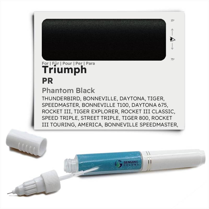 Genuine Colors Lackstift PHANTOM BLACK PR für Triumph Schwarz THUNDERBIRD BONNEVILLE DAYTONA TIGER SPEEDMASTER T100 675 ROCKET III EXPLORER CLASSIC SPEED TRIPLE STREET 800 TOURING AMERICA R TWIN SE SP von Genuine Colors