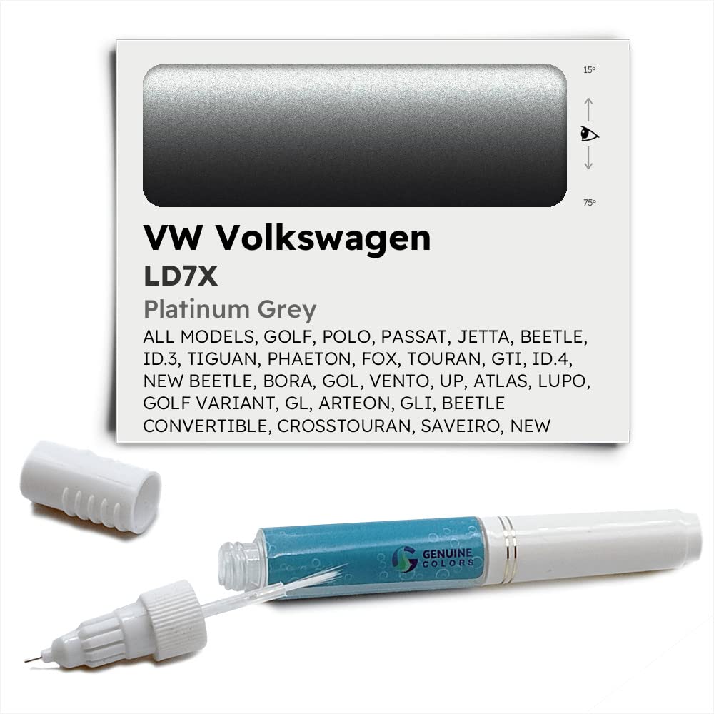 Genuine Colors Lackstift Platinum Grey LD7X Kompatibel/Ersatz für VW Volkswagen Grau von Genuine Colors