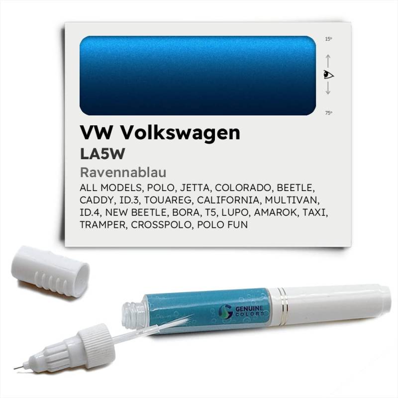 Genuine Colors Lackstift RAVENNABLAU LA5W Kompatibel/Ersatz für VW Volkswagen Blau von Genuine Colors