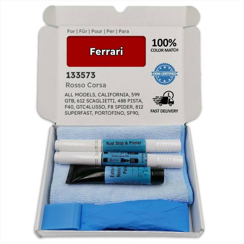 Genuine Colors Lackstift Rosso Corsa 133573 für Ferrari Rot California 599 GTB 612 SCAGLIETTI 488 Pista F40 GTC4LUSSO F8 Spider 812 SUPERFAST Portofino SF90 F430 F1 von Genuine Colors