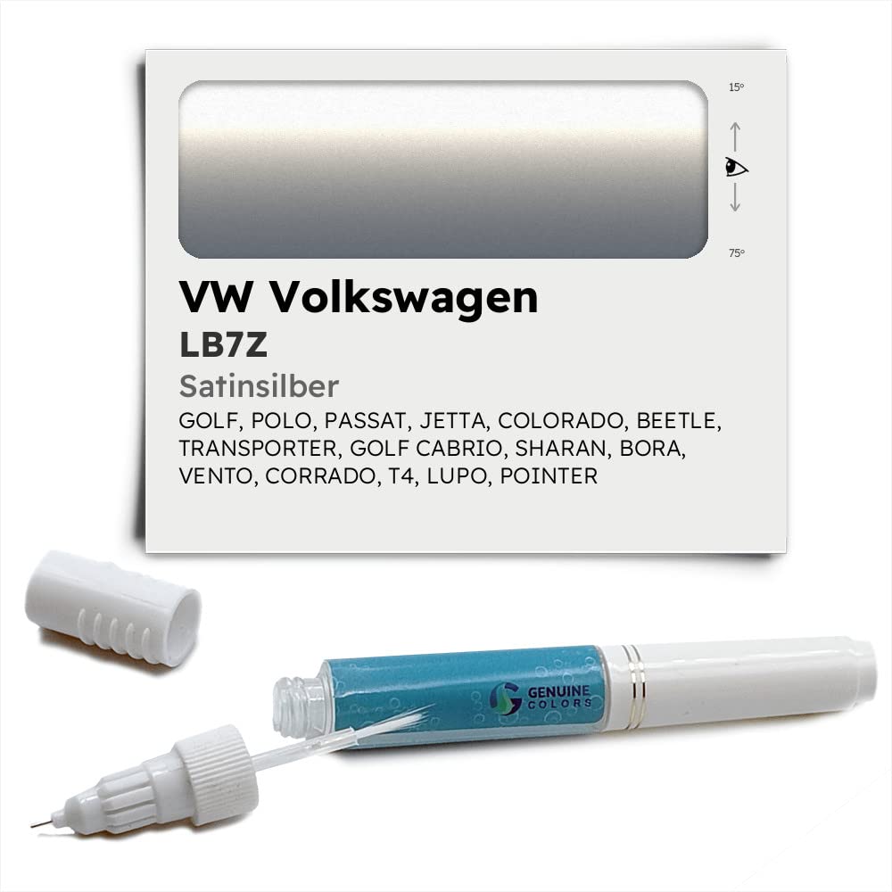 Genuine Colors Lackstift SATINSILBER LB7Z Kompatibel/Ersatz für VW Volkswagen Silber von Genuine Colors