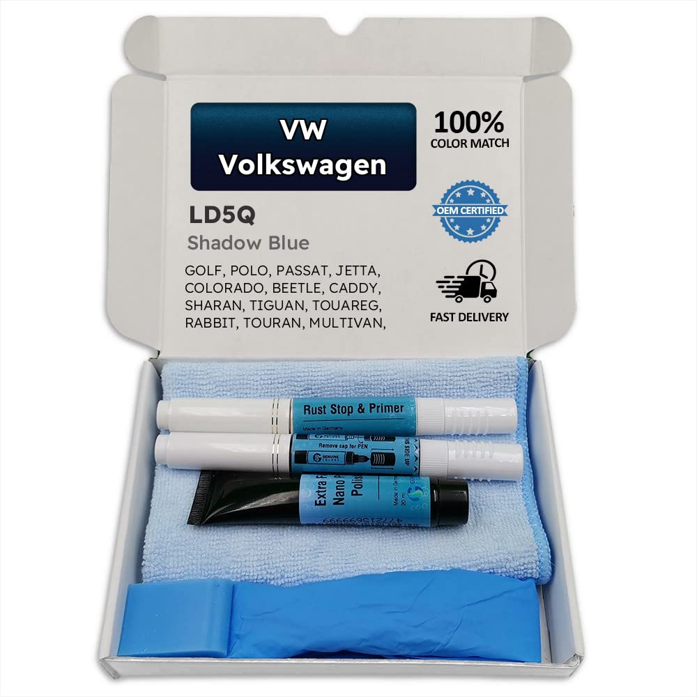 Genuine Colors Lackstift SHADOW BLUE LD5Q Kompatibel/Ersatz für VW Volkswagen Blau von Genuine Colors