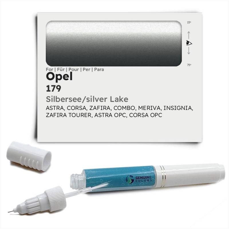 Genuine Colors Lackstift SILBERSEE Silver Lake 179 für Opel Silber Astra Corsa Zafira Combo MERIVA Insignia Tourer OPC von Genuine Colors