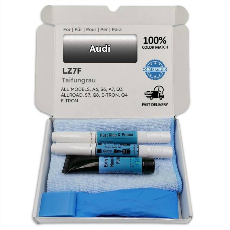 Genuine Colors Lackstift TAIFUNGRAU LZ7F für Audi Grau A6 S6 A7 Q3 ALLROAD S7 Q8 E-TRON Q4 von Genuine Colors