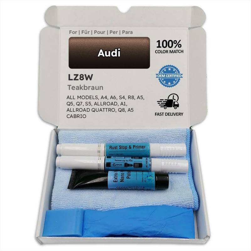 Genuine Colors Lackstift TEAKBRAUN LZ8W für Audi Braun A4 A6 S4 R8 A5 Q5 Q7 S5 ALLROAD A1 Quattro Q8 Cabrio von Genuine Colors