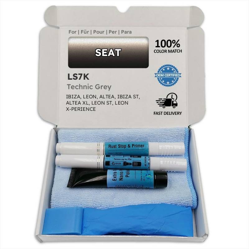 Genuine Colors Lackstift TECHNIC GREY LS7K für SEAT Grau IBIZA LEON ALTEA ST XL X-PERIENCE von Genuine Colors