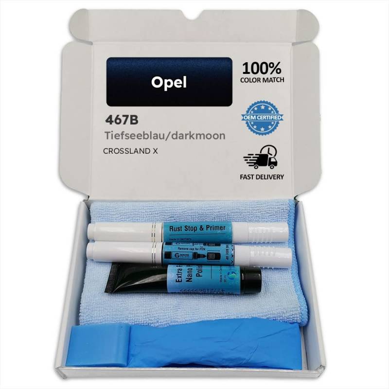 Genuine Colors Lackstift TIEFSEEBLAU/DARKMOON BLUE 467B Kompatibel/Ersatz für Opel Blau von Genuine Colors