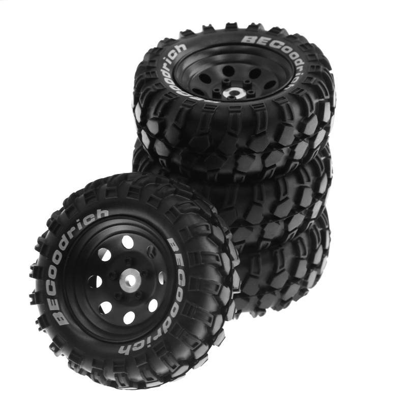 Geofray 4 Stück 1,9 Metallfelge Gummireifen für 1/10 RC Crawler TRX4 SCX10 D90 4103 90046 FR4 FMS NT4-Schwarz Ersatzzubehör von Geofray