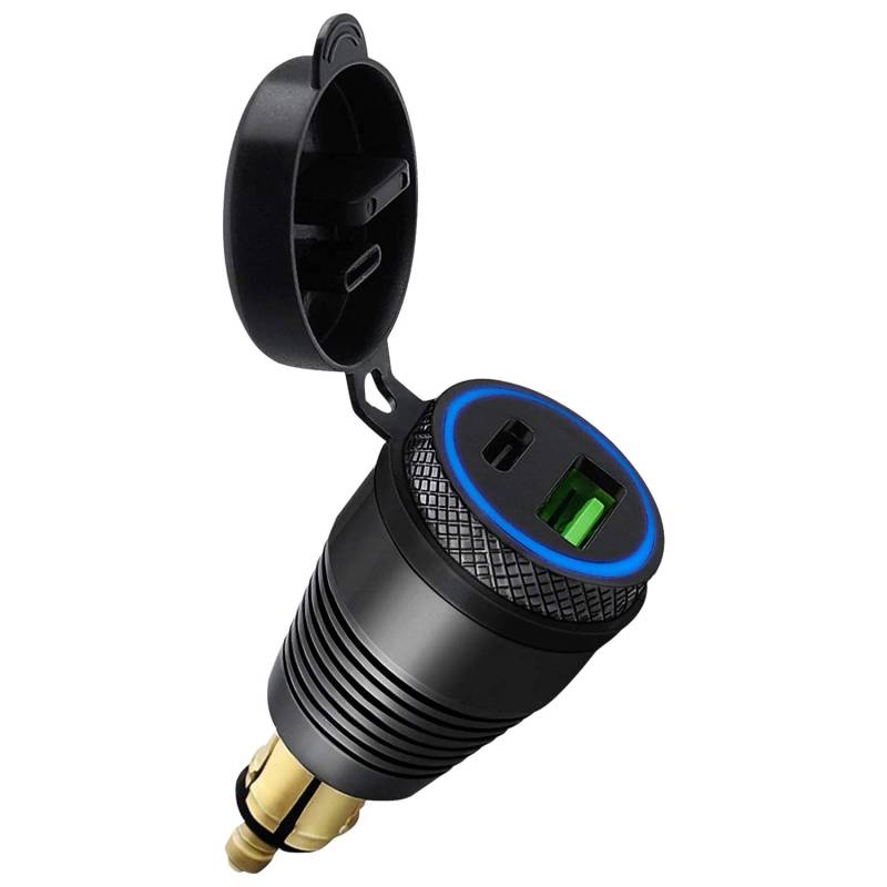 Geofray Motorrad DIN Stecker Wasserdichtes LadegeräT EIN QC3.0 USB LadegeräT & Typ C 30W Netzteil Adapter Buchse von Geofray