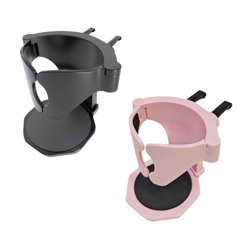 Geoyien Getränkehalter Auto, 2 Stücke Becherhalter Auto Verstellbarer, mit Multifunktionaler Clip, für Getränkedosen, Kaffeetasse (Schwarz+Rosa) von Geoyien