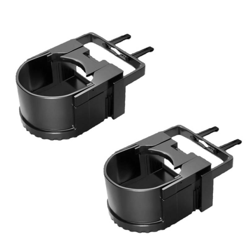 Geoyien Getränkehalter Auto, 2 Stücke Becherhalter Auto Verstellbarer, mit Multifunktionaler Clip, für Getränkedosen, Kaffeetasse (Schwarz+Schwarz) von Geoyien