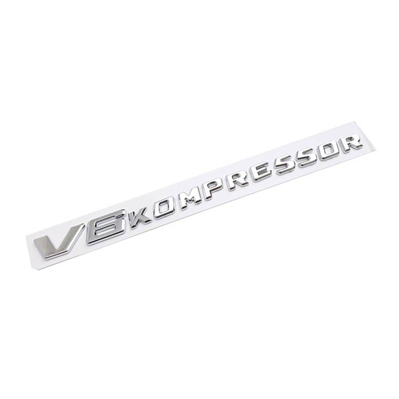 GeRRiT yzw6688 3D ABS Auto Aufkleber V6 V8 Kompressor Wort Hinten Zeichen Emblem Abzeichen Auto Körper Kotflügel Hinten Stamm Upgrade Version zubehör Neue (Color : V6 Silver) von GerRit