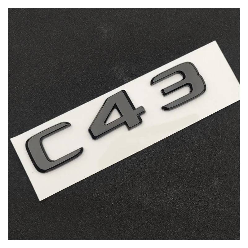 GeRRiT yzw6688 Schwarz 3D Chrom Auto Buchstaben Kofferraum Kotflügel Abzeichen BITURBO 4MATIC Emblem Logo Aufkleber Kompatibel mit C43 / W205 W204 Zubehör (Color : C43 Glossy Black) von MhaRt