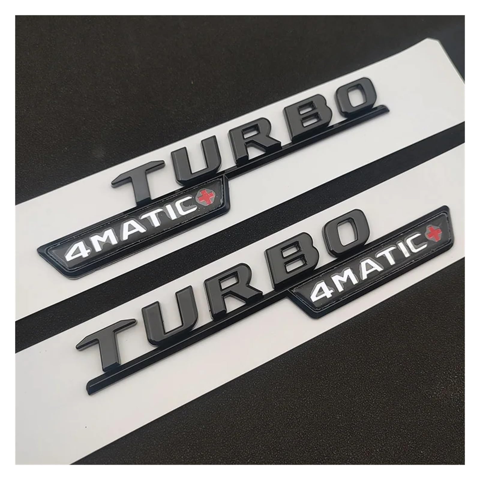 GerRit yzw6688 3D ABS Schwarz Logo Turbo 4MATIC Emblem Auto Kotflügel Abzeichen Turbo 4matic Aufkleber Kompatibel mit C117 W205 W204 W213 W212 Zubehör (Color : Glossy Black 2pcs) von GerRit