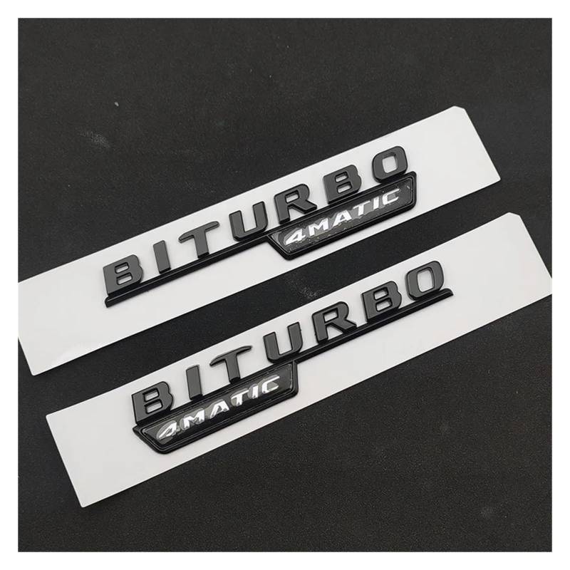 GeRRiT yzw6688 3D-ABS-Chrom-Schwarz-Auto-Heckkoffer-Abzeichen-Aufkleber-Logo E 43 BITURBO 4MATIC-Emblem, kompatibel mit E43 / W213 W212-Zubehör (Color : Fender Black 2pcs) von MhaRt