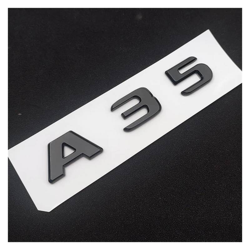 yzw6688 3D ABS Chrom Schwarz Logo A35 Aufkleber Auto Kofferraum Abzeichen Fender Turbo 4matic Emblem Kompatibel mit A 35 / W176 W177 Zubehör (Color : A35 Glossy Black) von MhaRt