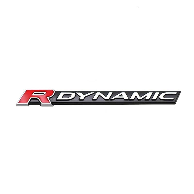 GeRRiT yzw6688 Auto Metall R Dynamic Logo Seite Kotflügel Kofferraum Abzeichen Emblem Aufkleber Aufkleber kompatibel mit VELAR Sport Discovery Evoque HSE Defender (Color : Silver) von MhaRt