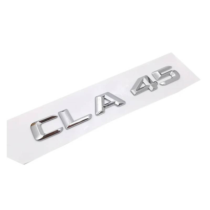 yzw6688 Mattschwarzer „CLA 45“-Kofferraum-Heckbuchstaben-Wort-Abzeichen-Emblem-Buchstaben-Aufkleber-Aufkleber, kompatibel mit CLA-Klasse CLA45 (Color : Silver-Convex) von GerRit