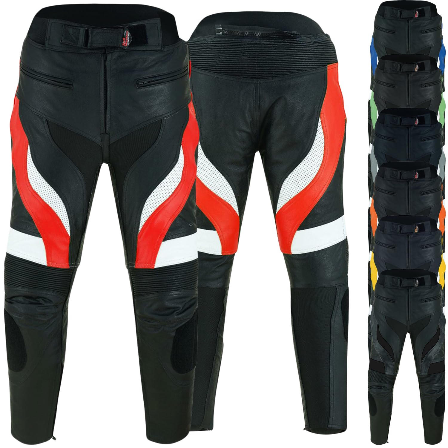 German Wear, Motorradhose Motorrad Biker Racing Lederhose Schwarz/Rot, Größe:54 von German Wear