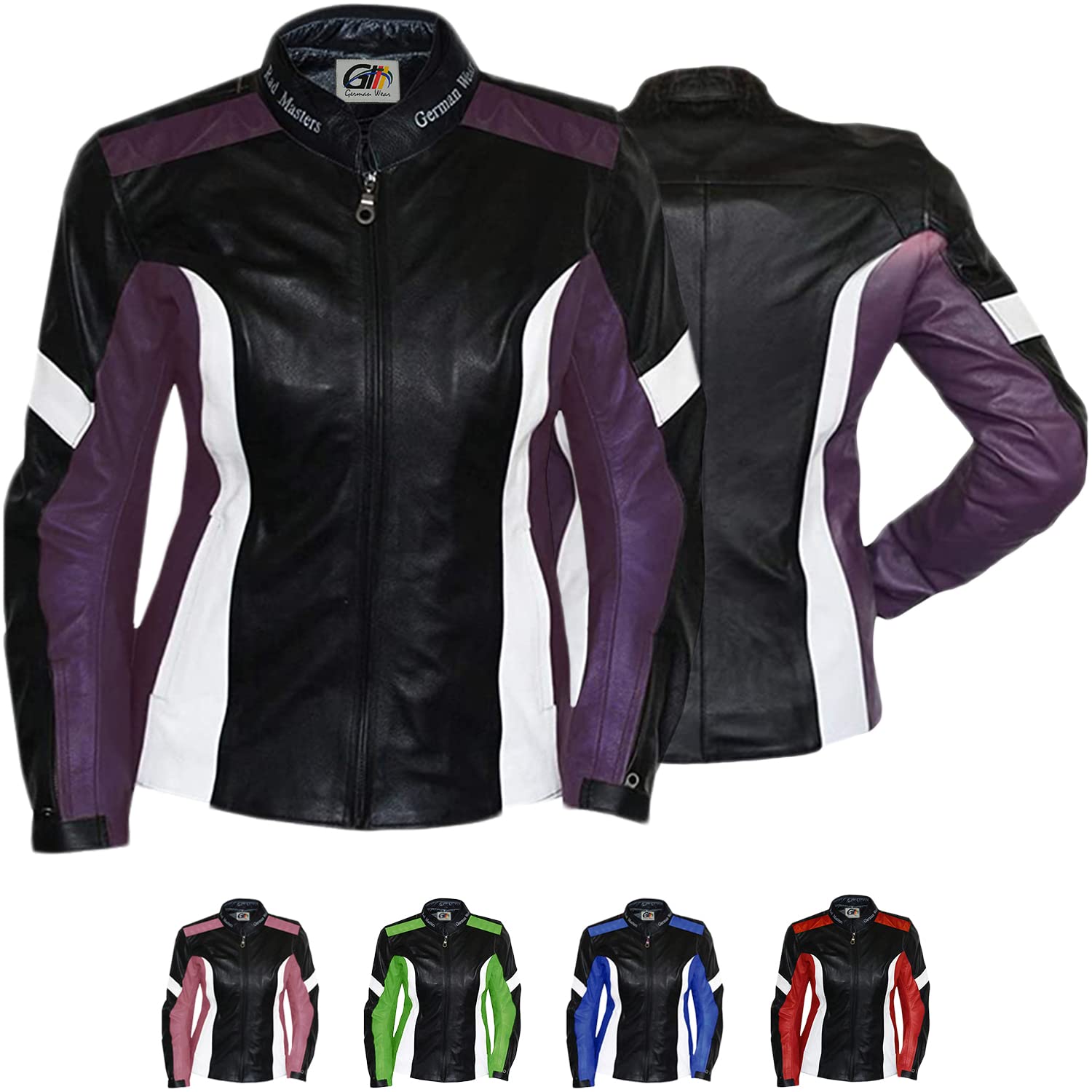 German Wear Damen Lederjacke Motorradjacke 44 Schwarz/Lila/Weiß German Wear Damen Lederjacke Motorradjacke 44 Schwarz/Lila/Weiß von German Wear