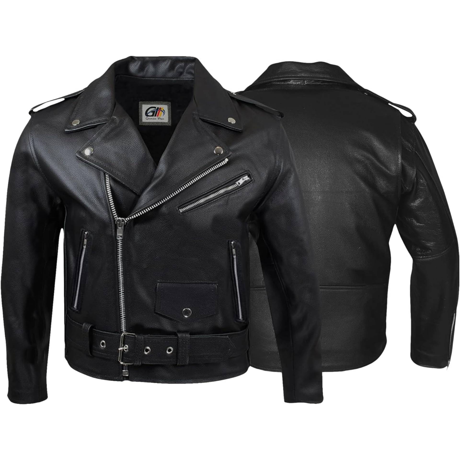 German Wear Motorradjacke Rockerjacke Chopper Lederjacke Brando Retro vintag Schwarz/48 von German Wear