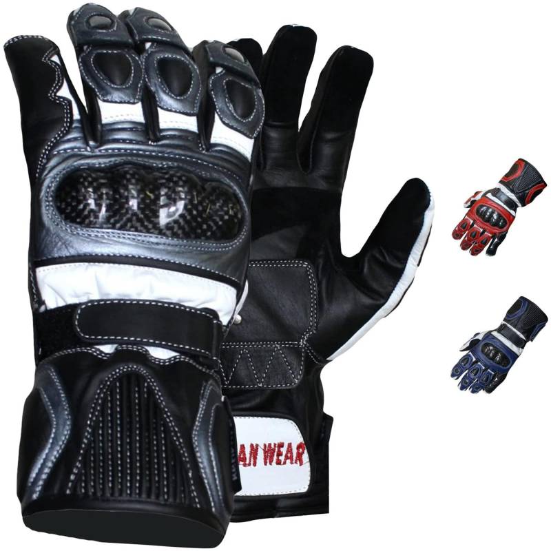 German Wear Motorradhandschuhe Motorrad Biker Handschue Lederhandschuhe in 3X Farben, Größe:12=XXXL, Farbe:Grau von German Wear