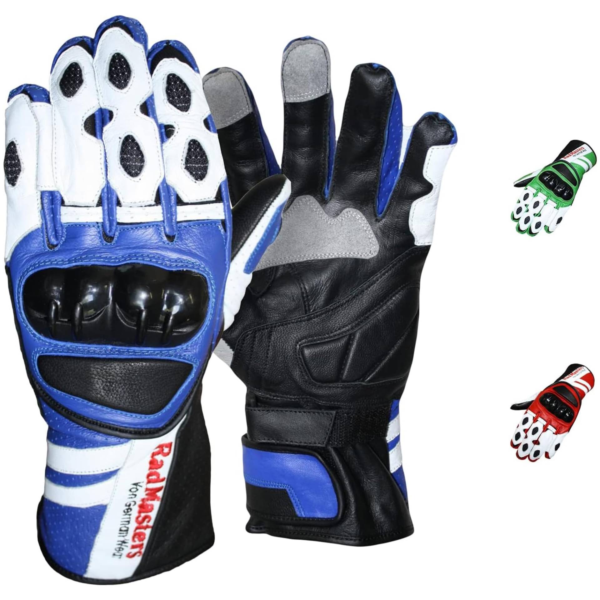 German Wear Motorradhandschuhe Motorrad Biker Handschuhe Lederhandschuhe, Größe:11=XXL, Farbe:Blau von German Wear