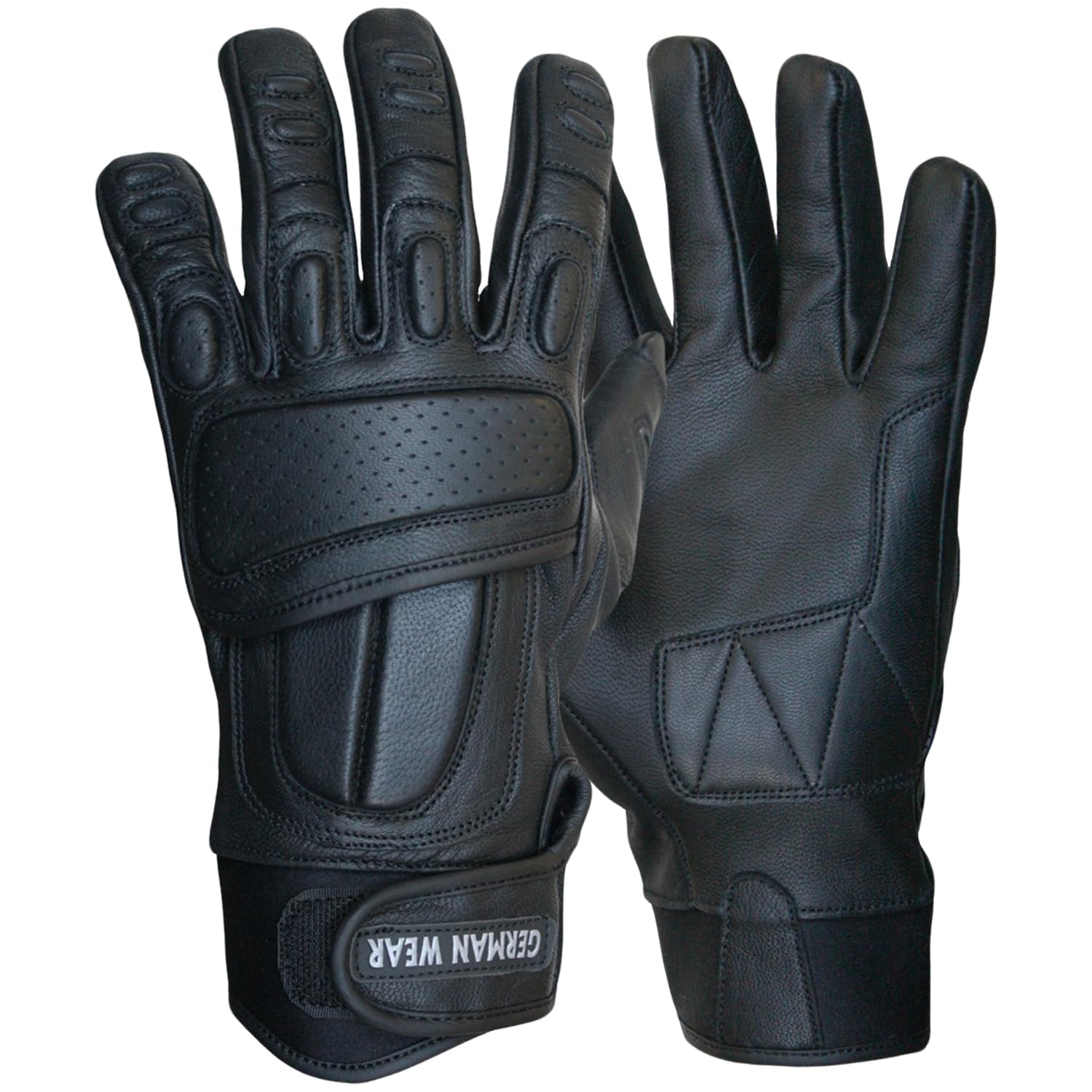 German Wear Motorradhandschuhe Motorrad Biker Handschuhe Lederhandschuhe Schwarz, Size:11=XXL von German Wear