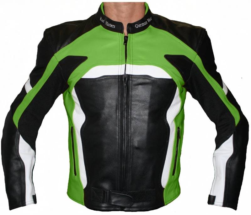 German Wear Herren Motorradjacke Lederjacke mit Protektoren Frabe:Grün;Größe:L von German Wear