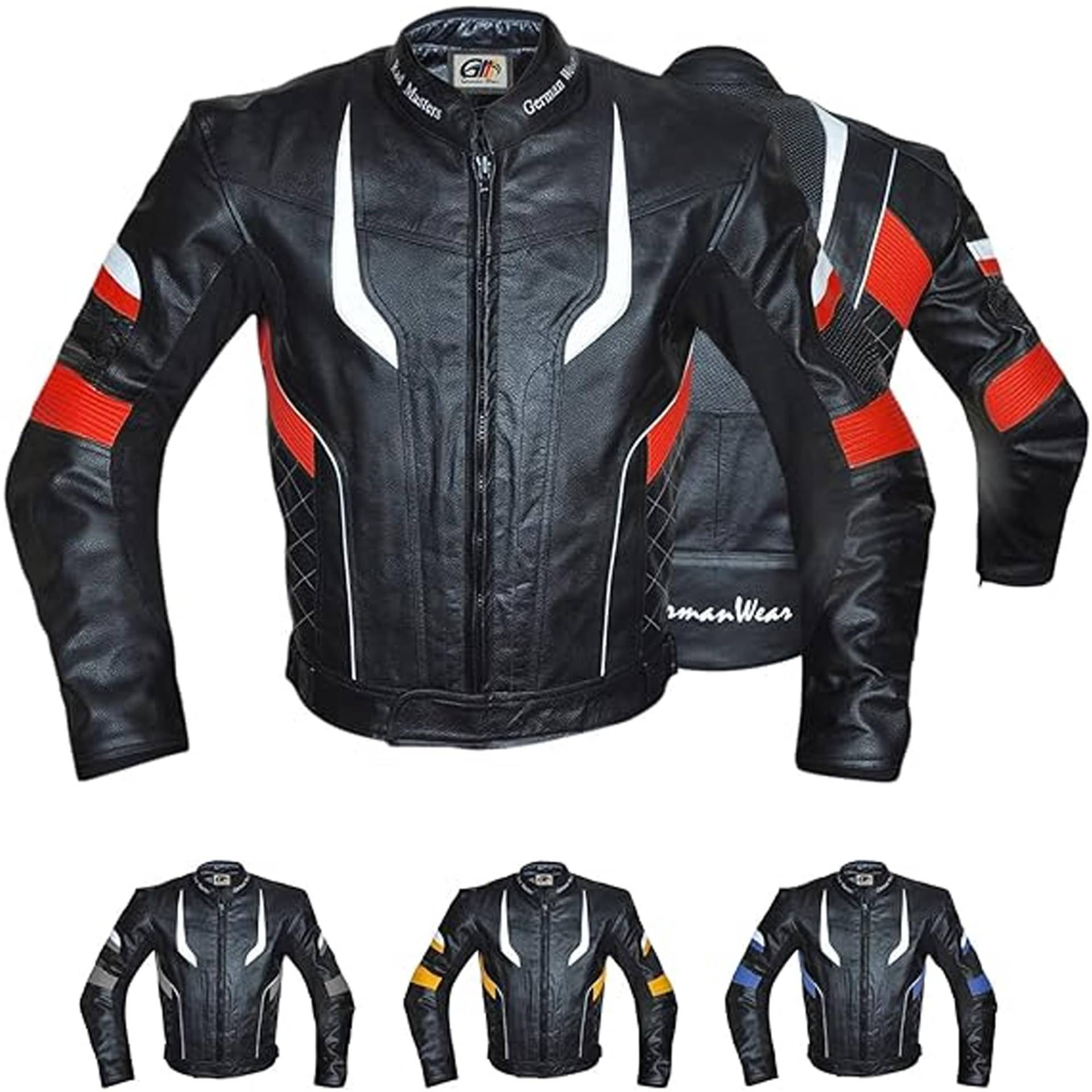 German Wear Motorradjacke Lederjacke Chopperjacke Cruiser jacke Kombijacke Rindsleder, 52/L, Rot German Wear Motorradjacke Lederjacke Chopperjacke Cruiser jacke Kombijacke Rindsleder, 52/L, Rot von German Wear