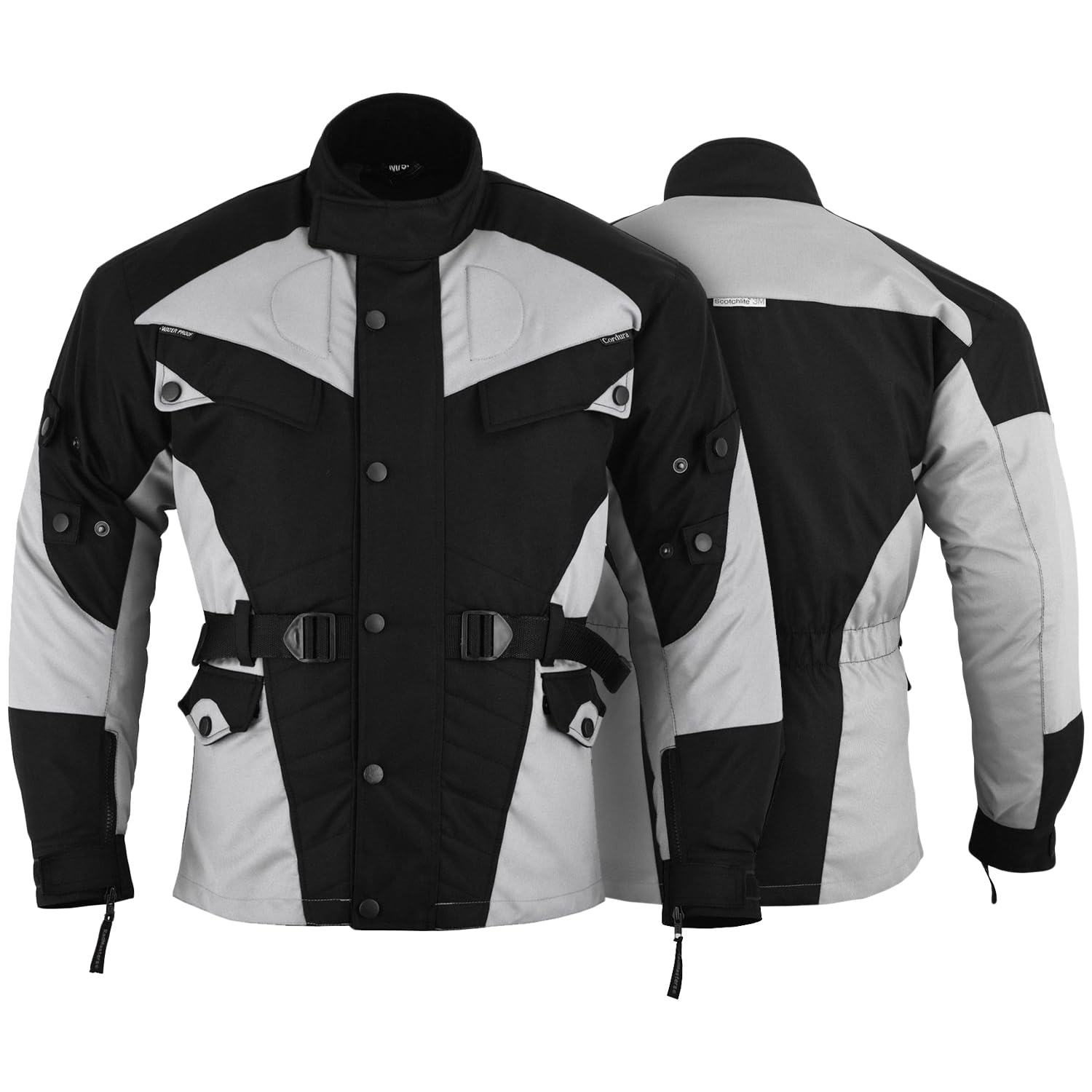 German Wear Motorradjacke herren mit geprüfte protektoren motorrad jacke herausnehmbar futter wasserabweisend viele Taschen sommer leicht wassarfest textil Schwarz/Hellgrau - M von German Wear