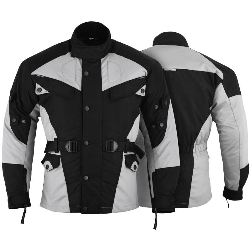 German Wear Motorradjacke herren mit geprüfte protektoren motorrad jacke herausnehmbar futter wasserabweisend viele Taschen sommer leicht wassarfest textil Schwarz/Hellgrau - XL von German Wear