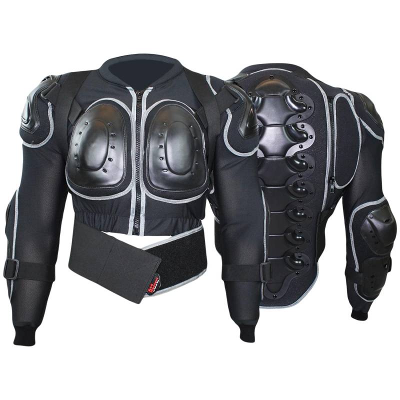 German Wear Protektorenjacke Damen & Herren für Motorrad Motocross ATV Skatebording Quad Scooter MTB Enduro Reiten Protektoren - Atmungaktiv 2in1 Jacke mit abnehmbar Rückenprotektor - Schwarz - XL von German Wear