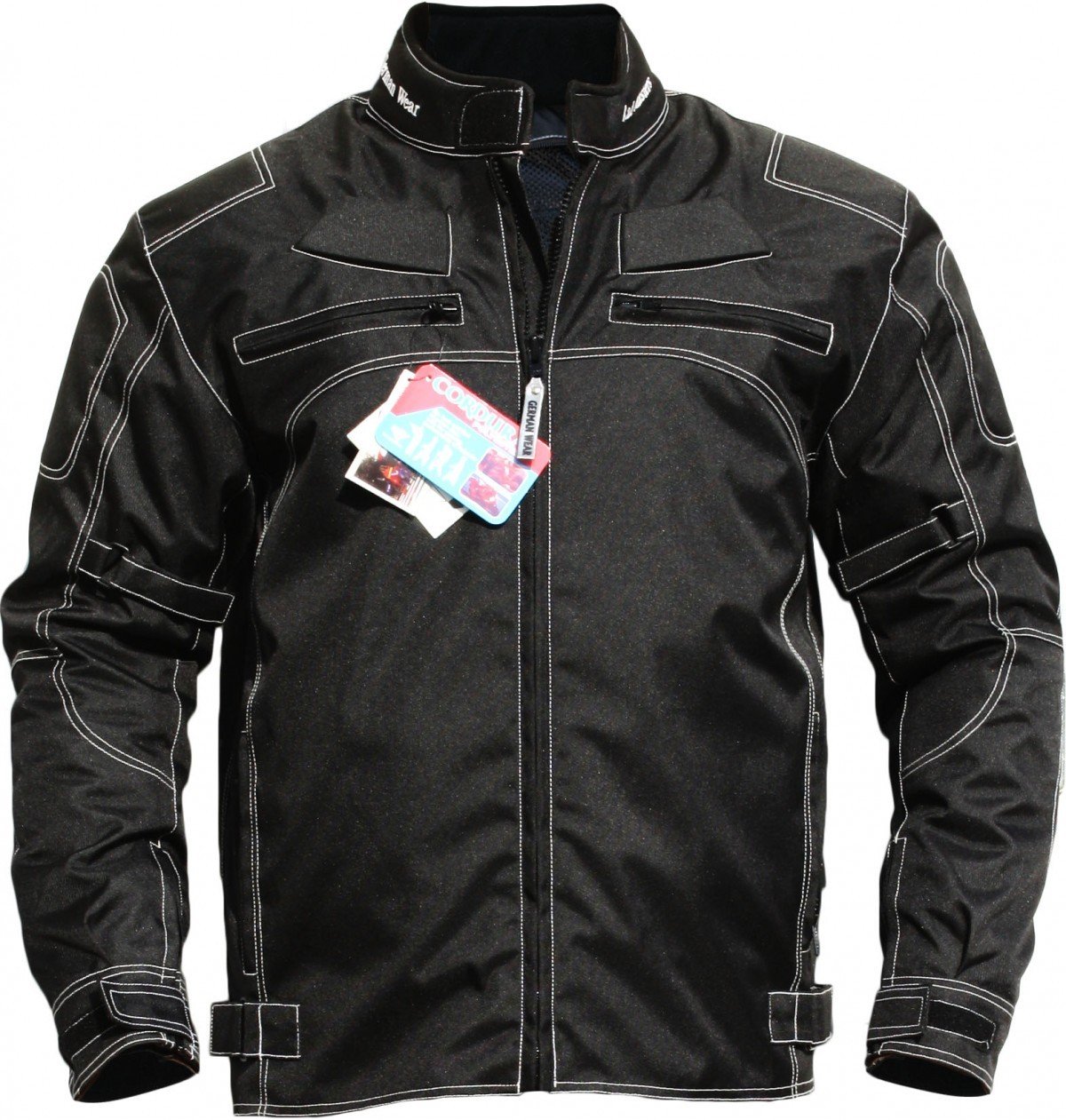 German Wear motorradjacke herren mit protektoren motorrad jacke sommer winddicht herausnehmbar waschbar futter wasserabweisend viele Taschen winter leicht wassarfest textil Schwarz 52 L von German Wear