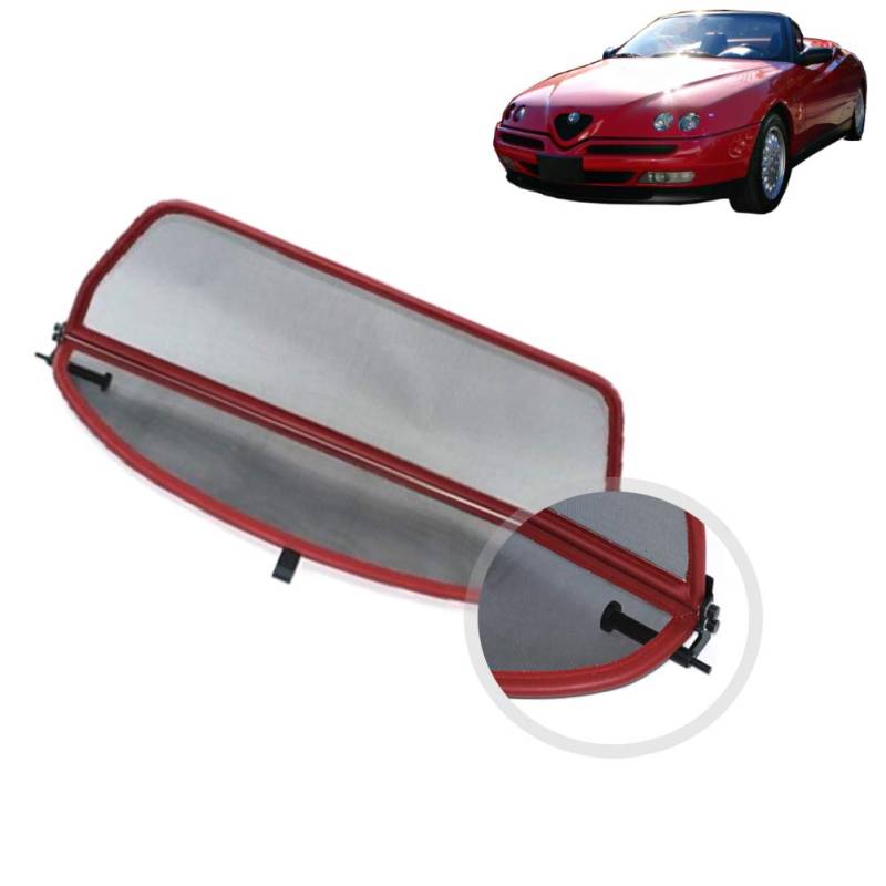 GermanTuningParts Windschott für Alfa Spider 916 (1995-2006) - Klappbar - Rot | Windabweiser | Windblocker | Wind deflector von GermanTuningParts
